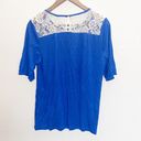 The Moon  Sky Blue Printed Lace Detail Short Sleeve Top Photo 6