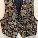 American Vintage Facets 90s Vintage Teddy Bear Tapestry Christmas Vest Size XL Photo 3