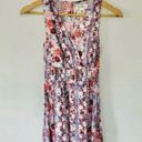 Jessica Simpson Floral Blue Pink Maxi Dress Asymmetric Hem Ruched Waist Sleeveless Photo 1