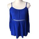 Emma’s Closet  Royal Blue Boho Cold Shoulder Embroidered Blouse Photo 26