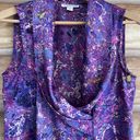 Coldwater Creek  colorful faux wrap shawl neck sleeveless fitted blouse size S Photo 72