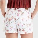 American Eagle ✨  Women White Pink Floral Denim High Rise Mom Shorts 4 Photo 0