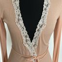 Moda Peach Wrap around Sweater with Lace Photo 1