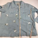 Quacker Factory  Blue Gingham Embroidered Floral Daisies Jacket Women's Size 1X Photo 7