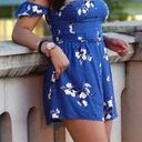 Impressions Blue Floral Off The Shoulder Romper Photo 1