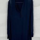 Vince  Dress Women Small Navy 100% Silk Long Sleeve Short V Neck Minimalist Photo 0