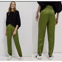 Anthropologie  Diandra Green Satin Pleated Joggers Size 16. B-3 Photo 1