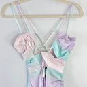 ZARA New  Pastel Tie Dye Satin Ruched Cut Out Mini Dress Size XS Photo 9