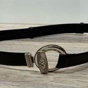 Chico's Black Leather Waist Belt Gold Silver Buckle Slide Adjustable 22”-41” Photo 0