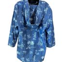 Tommy Bahama  Hula Hut Tropical Print Baja Blue Linen Blend Hoodie Photo 10