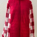 Denim & Co . Printed Fleece Zip Front Jacket w/Front Quilted Panel XL Red Photo 0