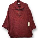 st. john's bay St.‎ John's Bay Beetroot Red Textured Knit Poncho XXL Cowl Neck Button Detail Photo 0