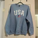 Pink Lily Light Blue USA America Sweatshirt Photo 0