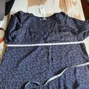 Marine layer  Rory Long Sleeve Ruffle Casual Blouse Size Large Cheetah Blue Photo 9