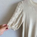 American Vintage VINTAGE Y2K 2000s Crochet Beige Short Sleeve Sweater Blouse Top Womens Small Photo 3