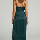 Showpo Sisters By Heart Asymmetric Cowl Neck Midi Dress in Emerald Satin Photo 6