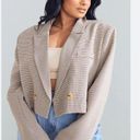 Pretty Little Thing  Plus Brown Dogtooth Double Breasted Cropped Blazer NWT 18 Photo 0