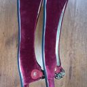 Juicy Couture Retro  Pam & Gela Maroon Velvet Open-Toed Ballet Flats Photo 5