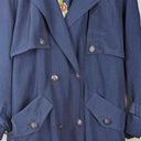 Vintage Blue Braefair  Trench Coat Rain Jacket Front Tie Size Women's 4 + Scarf Photo 2