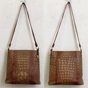 Brahmin Vintage  Pecan Toasted Almond  Embossed Croc Leather Shoulder Purse Bag Photo 5