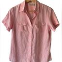 L.L.Bean  100% Linen Pastel Pink Button Up - Short Sleeves & Breast Pockets Photo 0