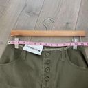 Oak + Fort NWT  khaki green high waist button front shorts size 26 Photo 5