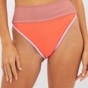 Beach Riot  Oasis Color Block Emmy Ribbed High Waisted Bikini Bottoms Size Small Photo 0