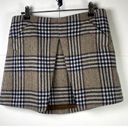 Rachel Zoe  Size 2 Plaid Mini Skirt Pleated Brown, Navy, White Preppy Wool Blend Photo 0