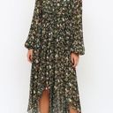 Rococo  Sand Black & Multicolor Floral Print High-Low Maxi Dress Gold Pinstripe S Photo 14