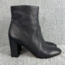 Vince  Brannen Black Leather Booties Stacked Heel Almond Toe Size 7.5 Photo 2