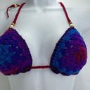 Handmade Napper brand granny square string bikini top halter adjustable crochet Purple Size undefined Photo 10