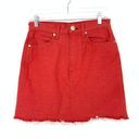 Rag and Bone  Skirt Women's Size 25 Moss Red Denim Mini Distressed Raw Hem Casual Photo 0