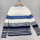 Brooks Brothers Brook Brothers Sweater Womens XL White Blue Linen Knit Striped Pullover Beachy Photo 6