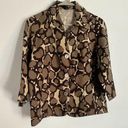 East 5th  Womens Plus 1X Linen Blend Animal Print Button Up Shirt 3/4 Sleeve Photo 0