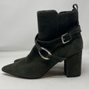 White House | Black Market WHBM Devon Side Buckle Bootie 6 Womens Green Pointed Toe Block Heel 100% Suede Photo 0