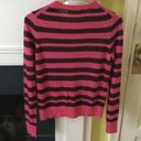 Loft NWT Ribbon Stripe Crewneck Cardigan Sweater Pink, Brown Rabbit Hair - Sz Medium Photo 3