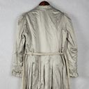 Laundry by Shelli Segal  Womens Trench Coat Size M Cream Sheen Belted Quilt Lined Photo 3