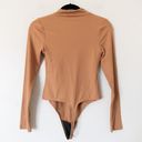 Girlfriend Collective  Fawn Vivien Mock Neck Long Sleeve Thong Bodysuit Sz Medium Photo 4