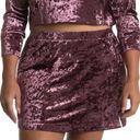 Abound Nordstrom Velvet Mini Skirt Plus Size 2X Plum Purple Crushed split side Photo 0