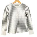 L.L.Bean  Thermal Henley Knit Top Striped Long Sleeve Size Small Photo 0