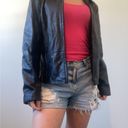 Nine West black genuine leather zip up jacket Photo 0