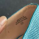 De Blossom Collection  | Teal Faux Leather Woven Texture Platform Heels Sz 10 Photo 10