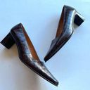 Ralph Lauren Lauren  Croc Embossed Heels Brown Leather Womens Size‎ 7.5B S… Photo 0