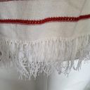 W By Worth  Womens Sweater Size S Stripe Fringe Open Knit White Red Long Sleeve Photo 35