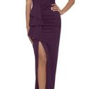 XScape Off The Shoulder Slit Crepe Evening Gown Purple Sz 4 Bodycon Maxi NWT Photo 0