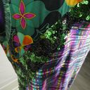 Custo Barcelona  Batwing Silk Abstract Floral Plaid Sequin Dress Colorful Small Photo 6