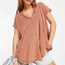 Free People FP We The Free Sammie Washed Brown Orange Oversized Burnout T-Shirt Blouse Sz S Photo 0