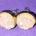 Druzy Earrings Clear Crystal Round Stud Studs NEW Photo 1