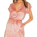 Joie  Daran Pink Jacquard Leopard Belted Satin Mini Shirt Shift Dress Large NWT Photo 0