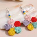 Petal Braided Colorful Five- Flower Beaded Earrings Photo 0